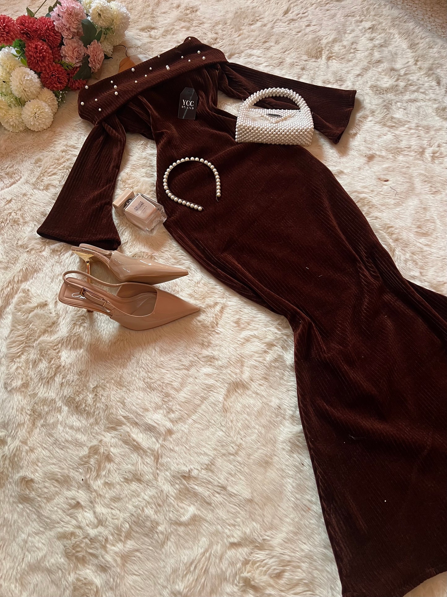 فستان ميلينا - بني غامق