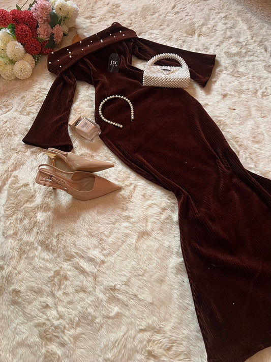 فستان ميلينا - بني غامق