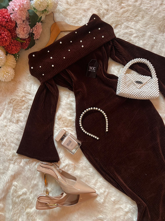 فستان ميلينا - بني غامق