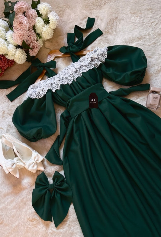 فستان موناليزا- اخضر غامق