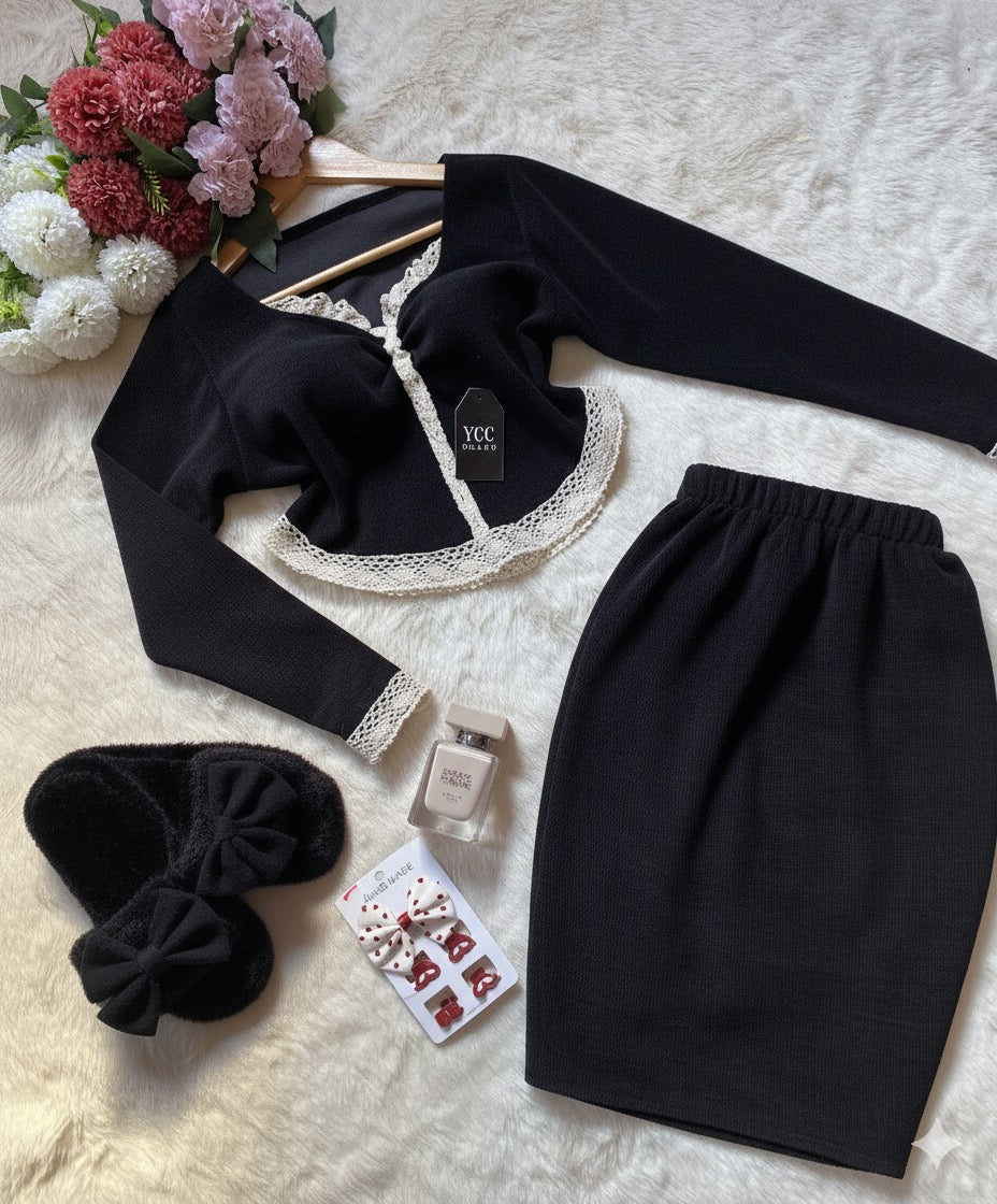 طقم وتين - اسود